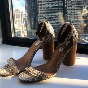 Snakeskin Print Faux High Heels